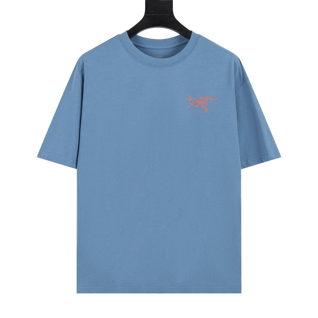 Arc'teryx Small Bird Logo Front and Grid Large Bird Graphic Back Crew Neck Short‑Sleeve T‑Shirt, Unisex Relaxed Fit Tee