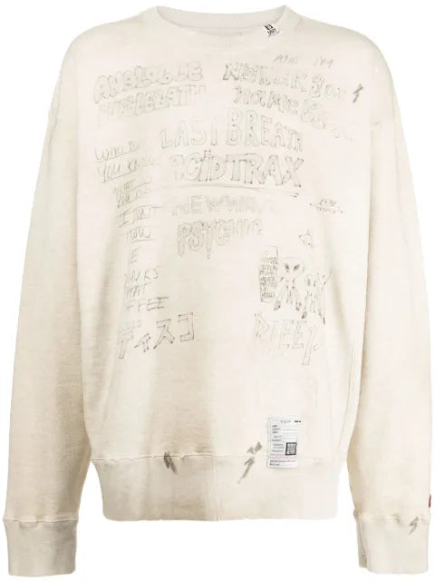 Maison MIHARA YASUHIRO sketch-print distressed jumper