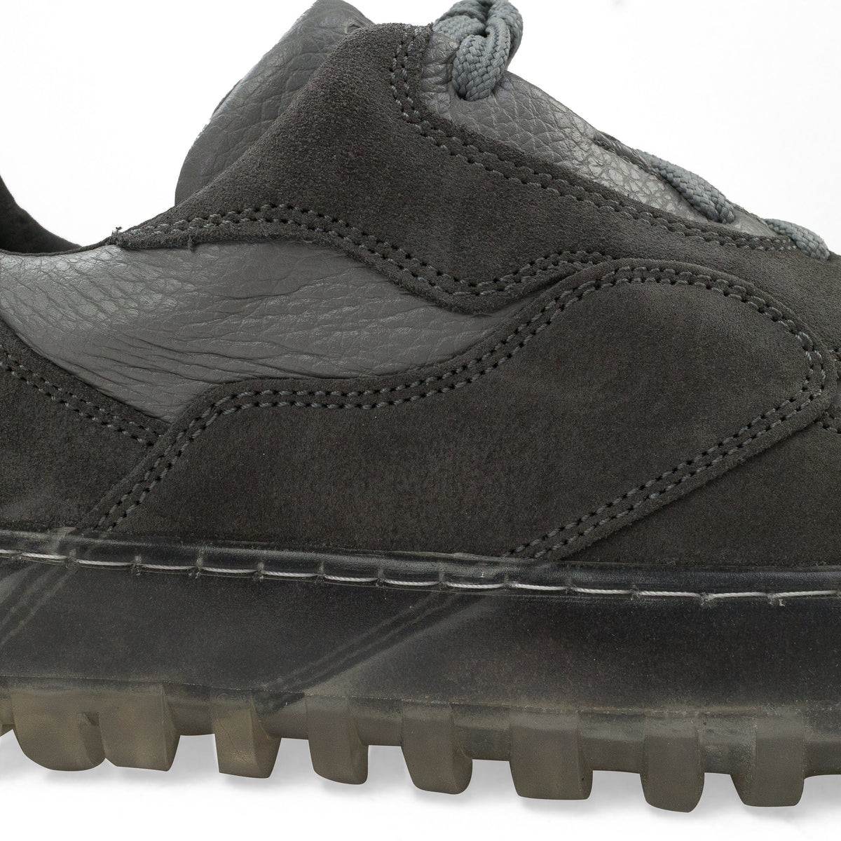 GREY LEATHER/WRAP SOLE SNEAKERS