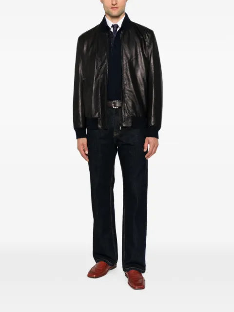 Brioni zip-up leather jacket