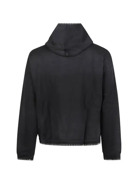 FOUND blanket-stitch logo-print hoodie