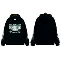 RHUDE Multi‑Badge Racing Sleeve Hoodie Black