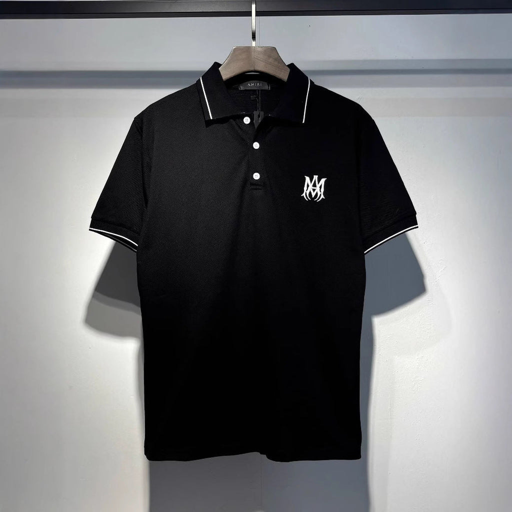 Amiri Embroidered Letter Loose Short Sleeve Polo Shirt Unisex