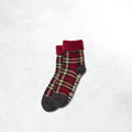 Rototo Check Comfy Room Sock: Dark Red / Black