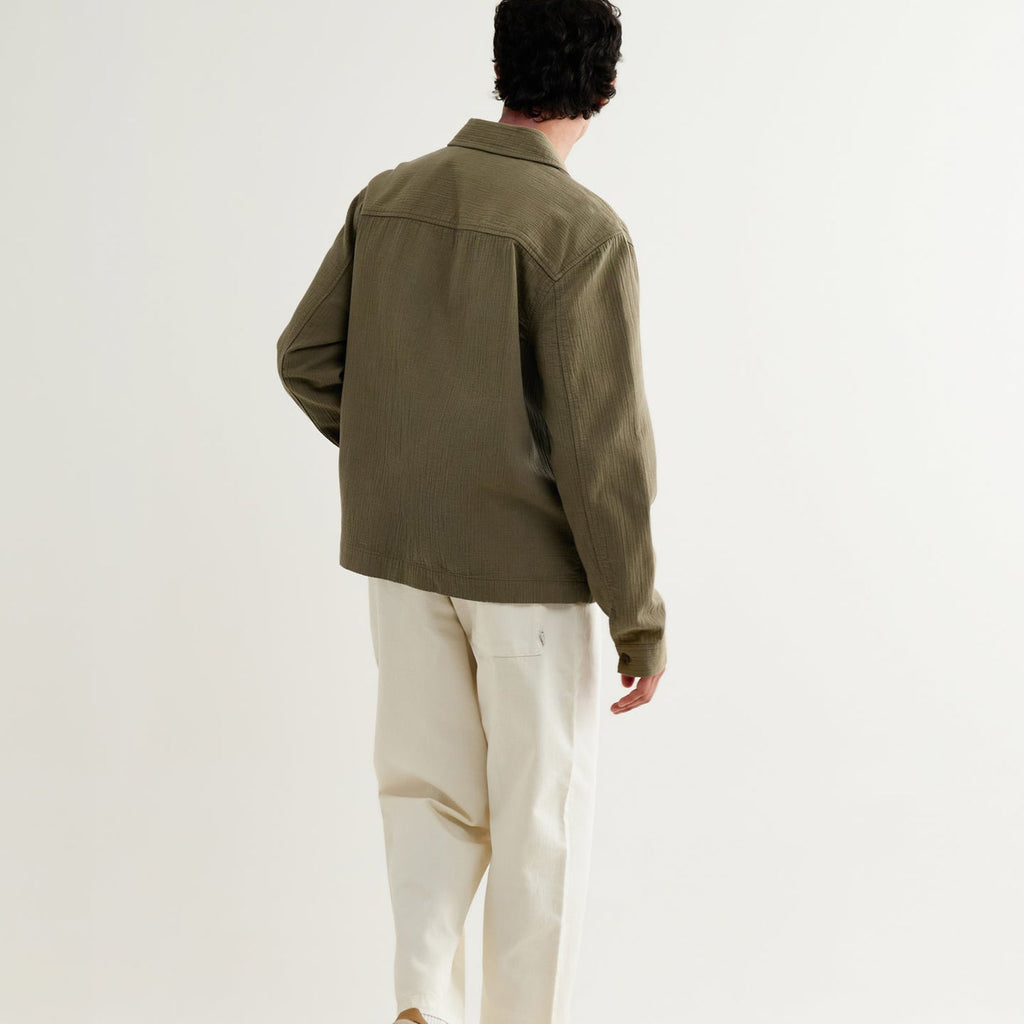 Wax London Eldon Jacket Cotton Linen Crinkle: Khaki
