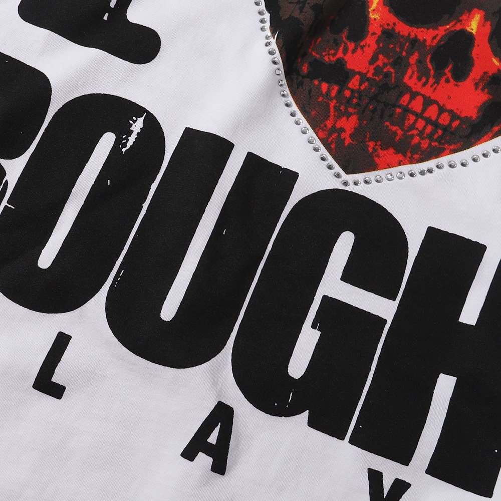 Rough Play Heart Skull Distressed Graphic T-Shirt
