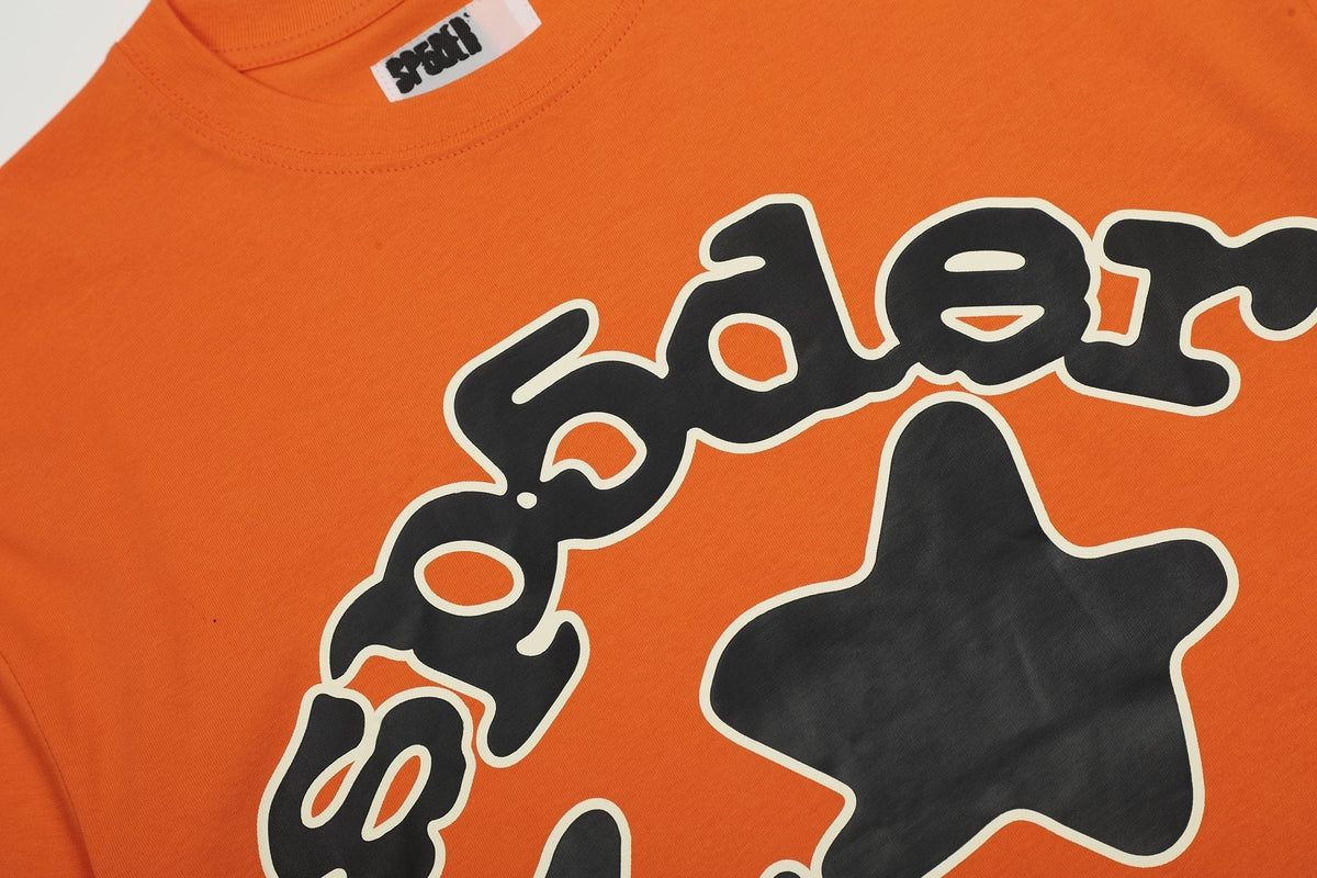 Sp5der Orange Star Graphic T-Shirt