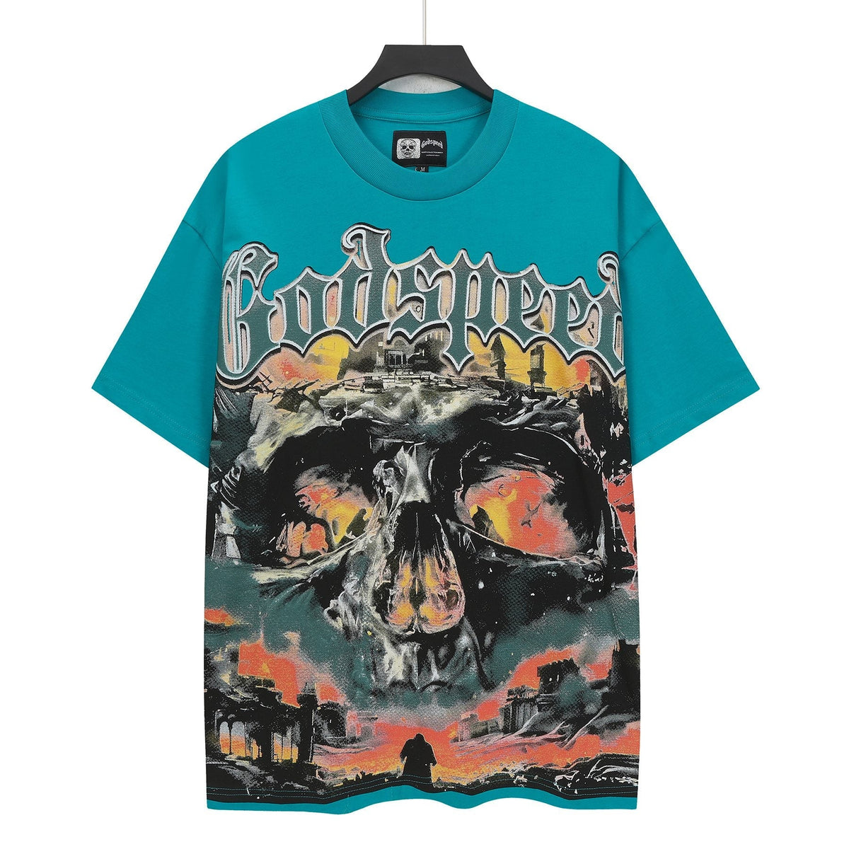Godspeed Teal Skull Graphic Short-Sleeve T-Shirt