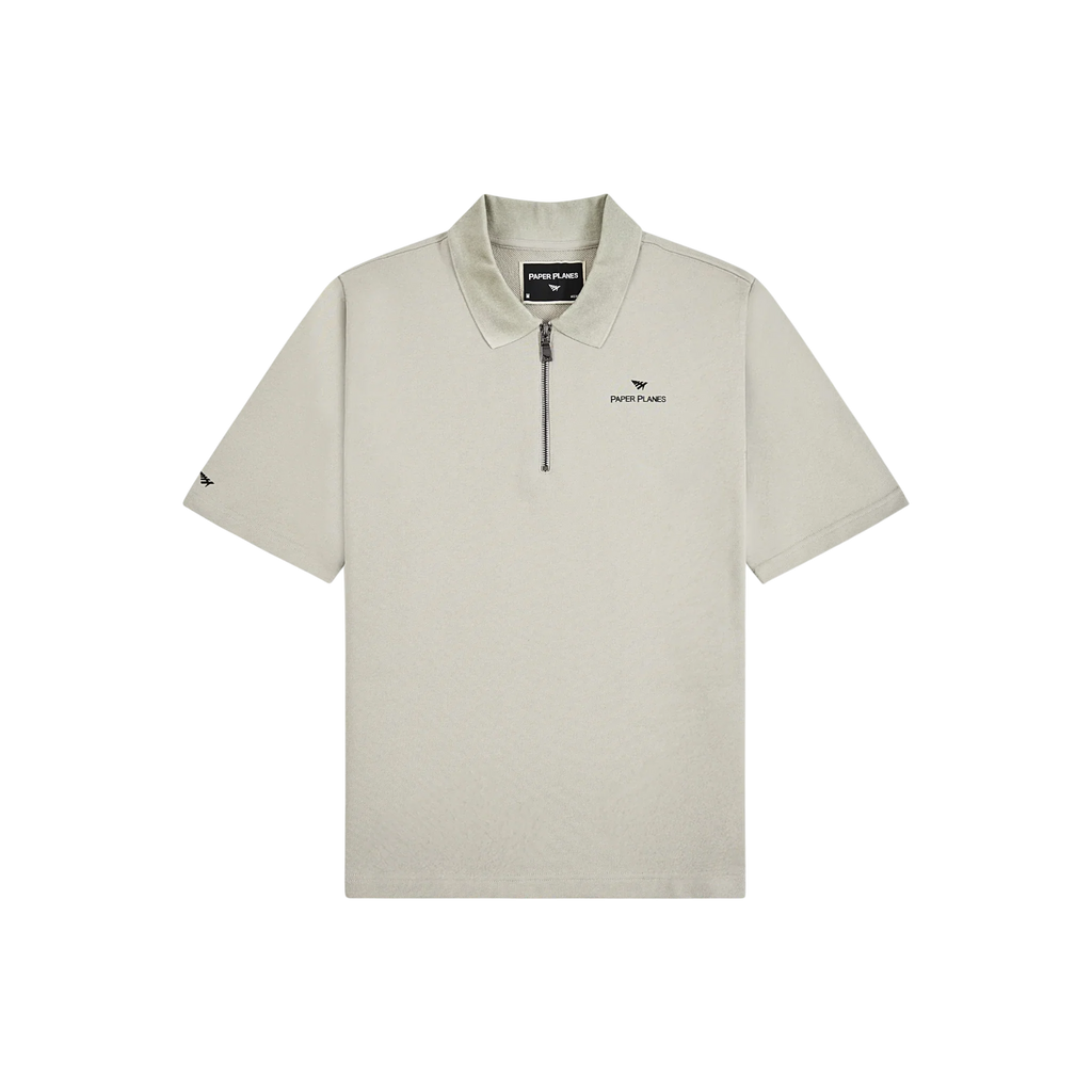 Paper Planes French Terry Script Weld Quarter Zip Polo