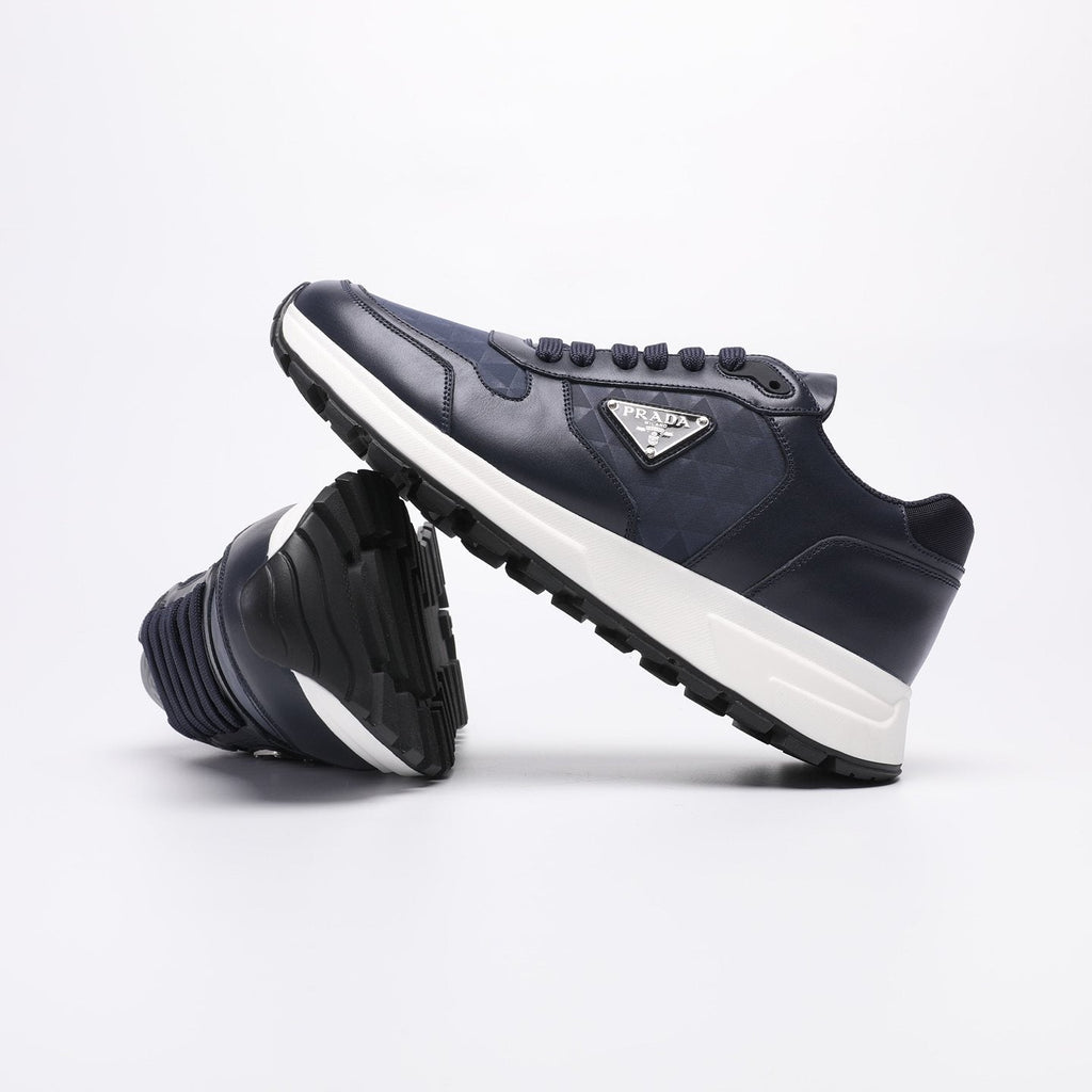 Prada Men's Navy Textured Low-Top Sneakers