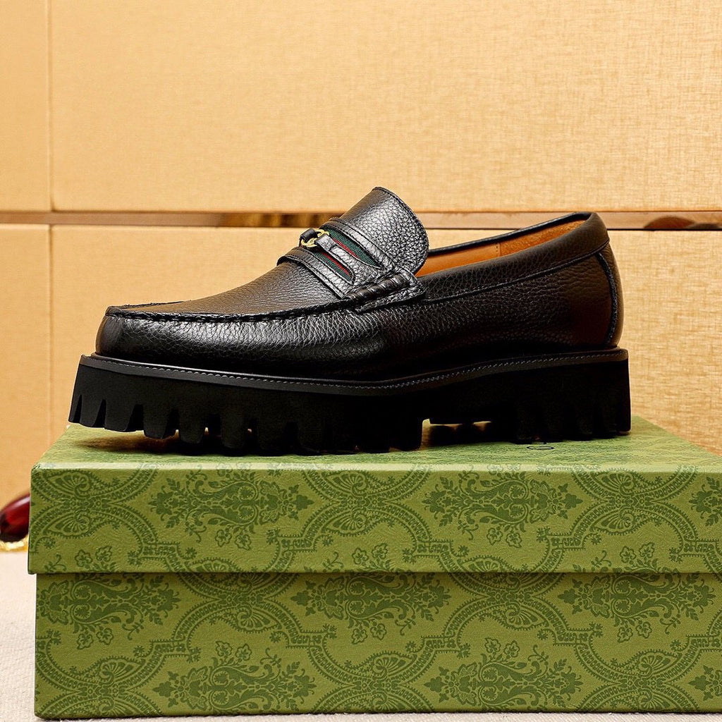 Gucci Black Lug-Sole Loafers