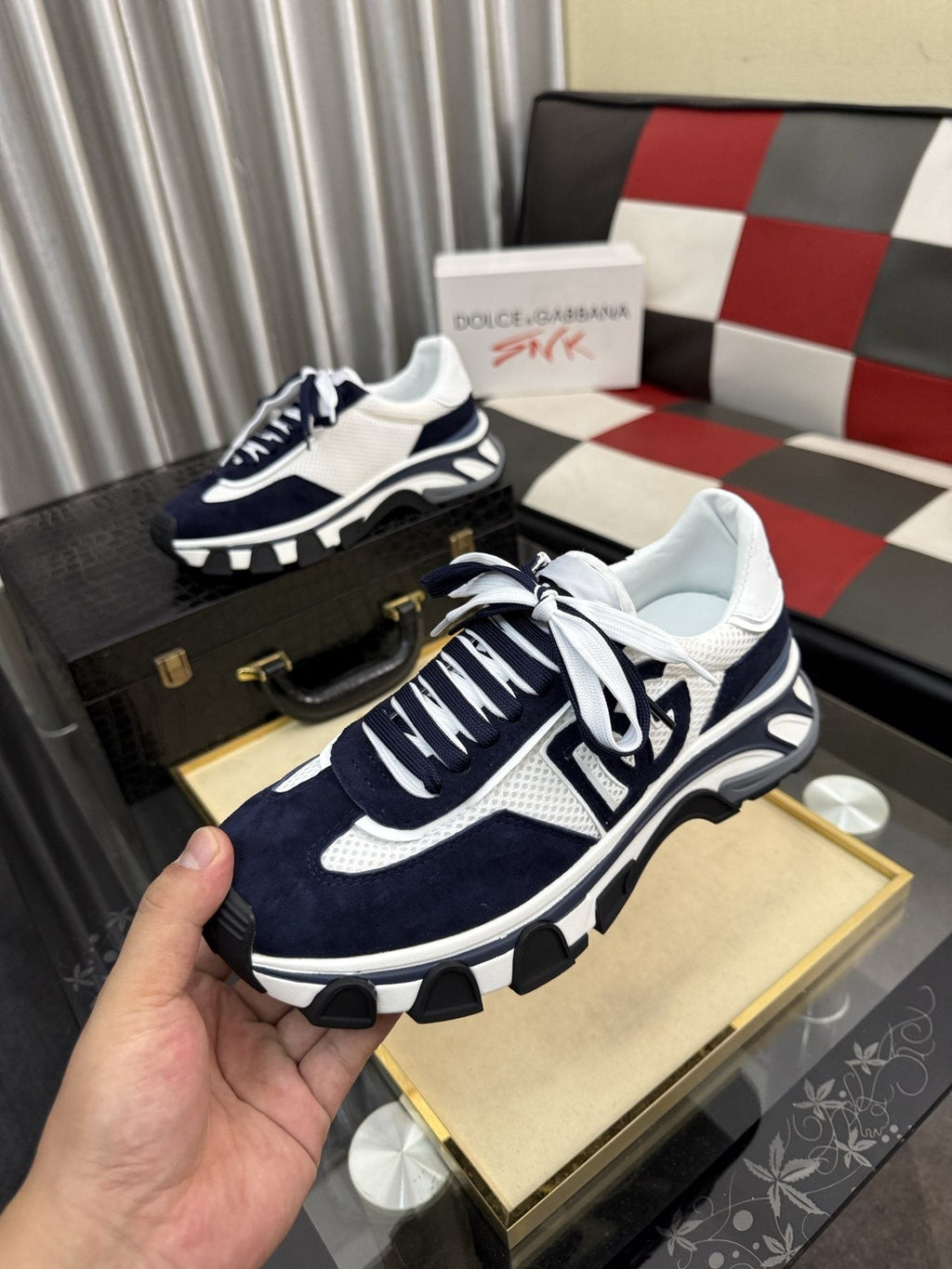 Dolce & Gabbana Navy and White Sneakers