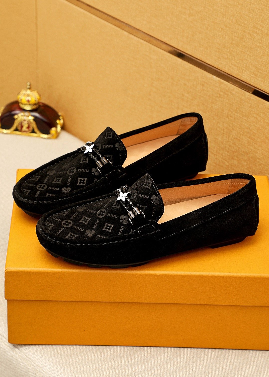 Louis Vuitton Embossed Metal-Detail Loafers