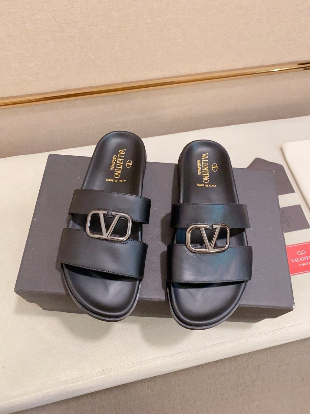 Valentino Men's V-Detail Slide Sandals