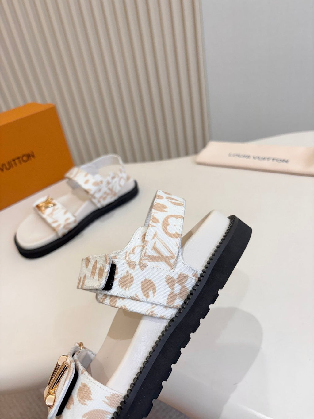 Louis Vuitton Patterned Two-Strap Slide Sandals