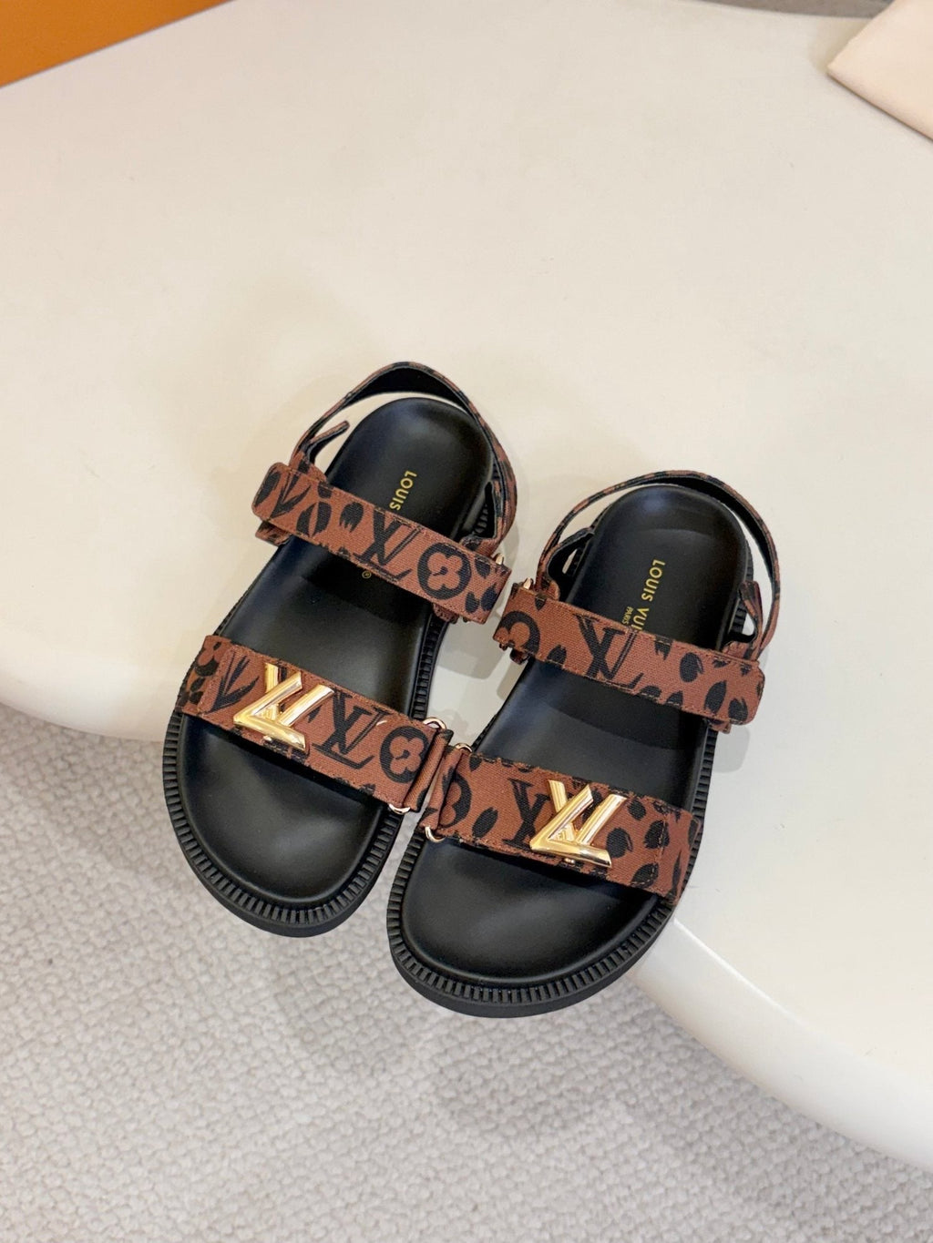 Louis Vuitton Patterned Two-Strap Slide Sandals