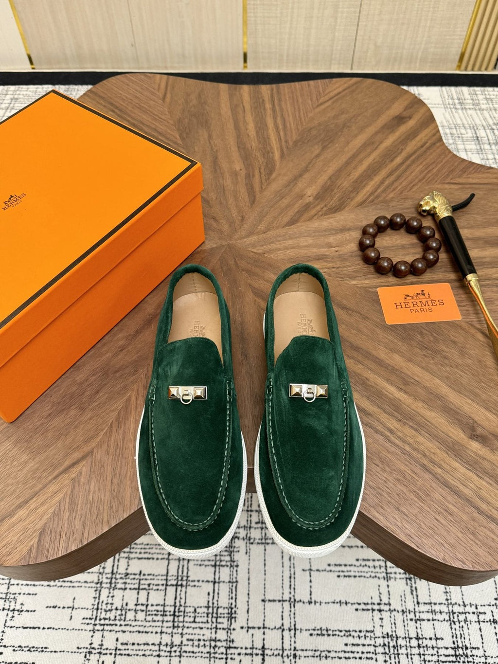 Hermès Navy Slip-On Sneakers