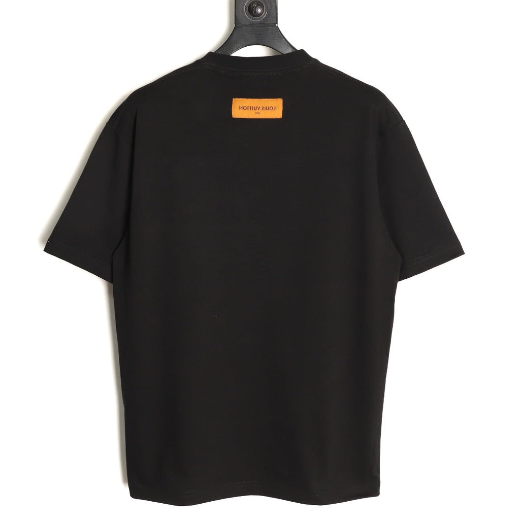 Louis Vuitton Four-Petal Motif and Lettering T-Shirt - Black