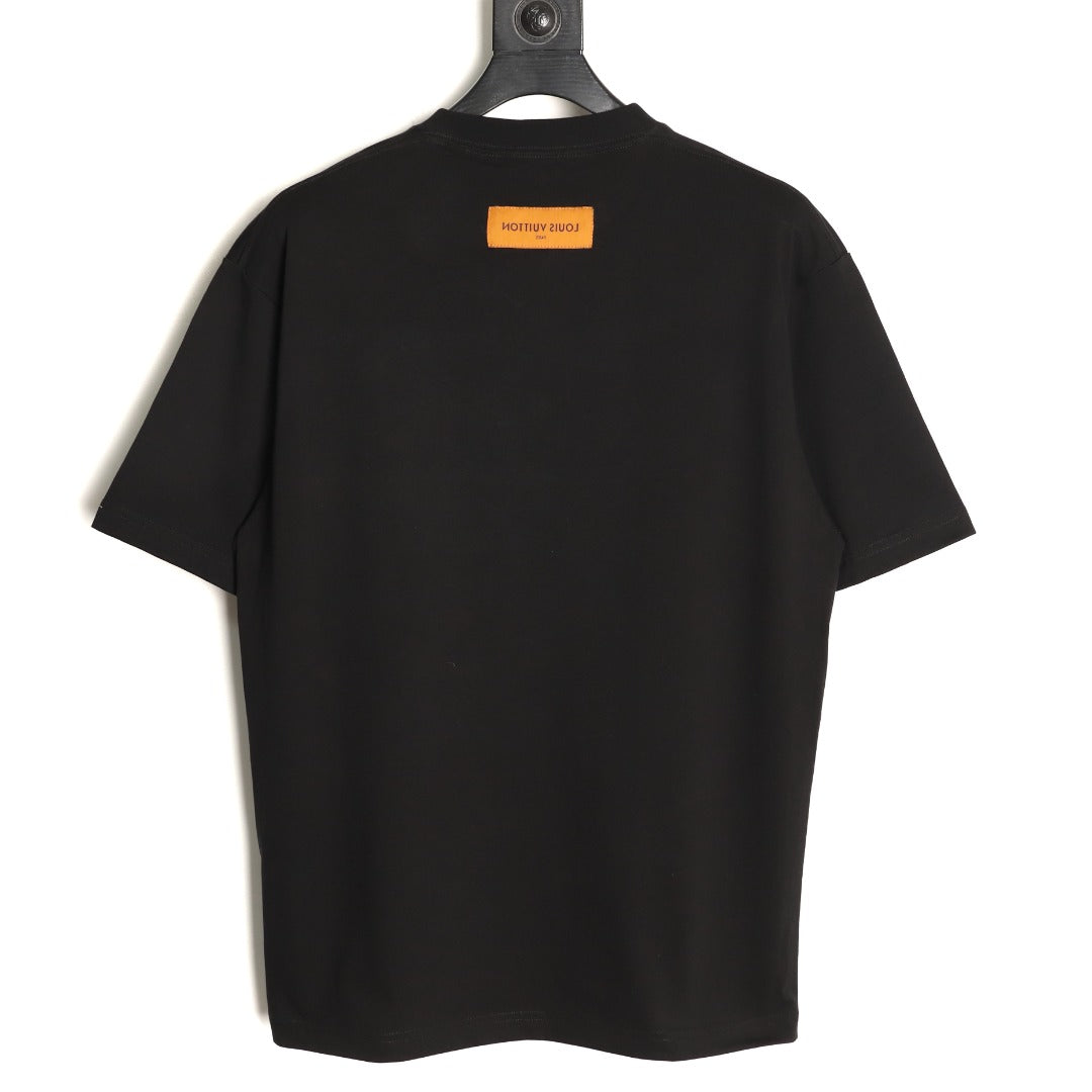 Louis Vuitton Four-Petal Motif and Lettering T-Shirt - Black